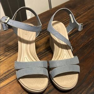 CROCS Light Blue Wedge Sandals